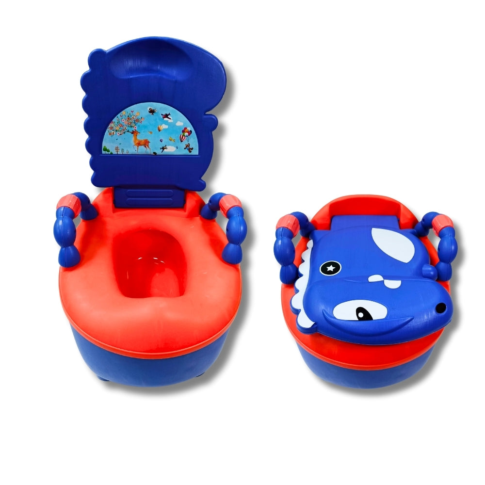 Bañito para bebé con diseño de dinosaurio rojo con azul