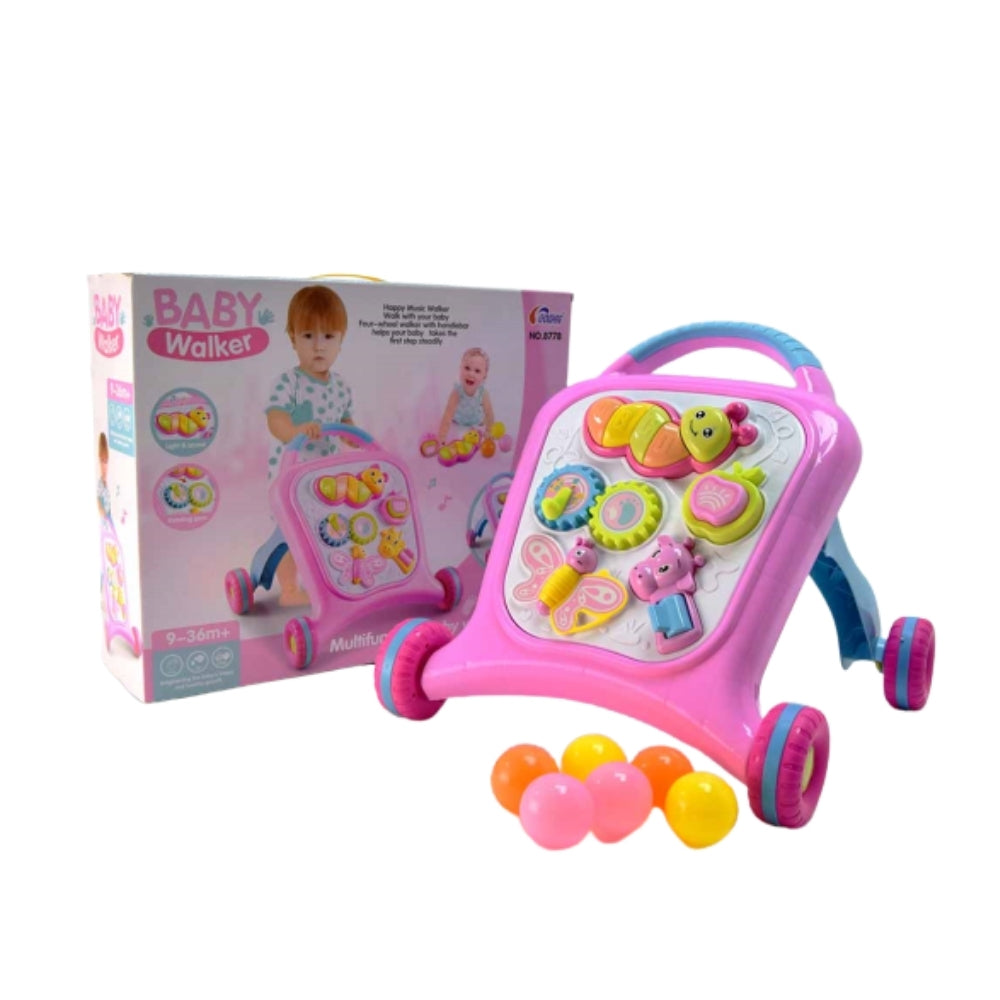 Caminador musical didáctivo con juegos llamativos rosa