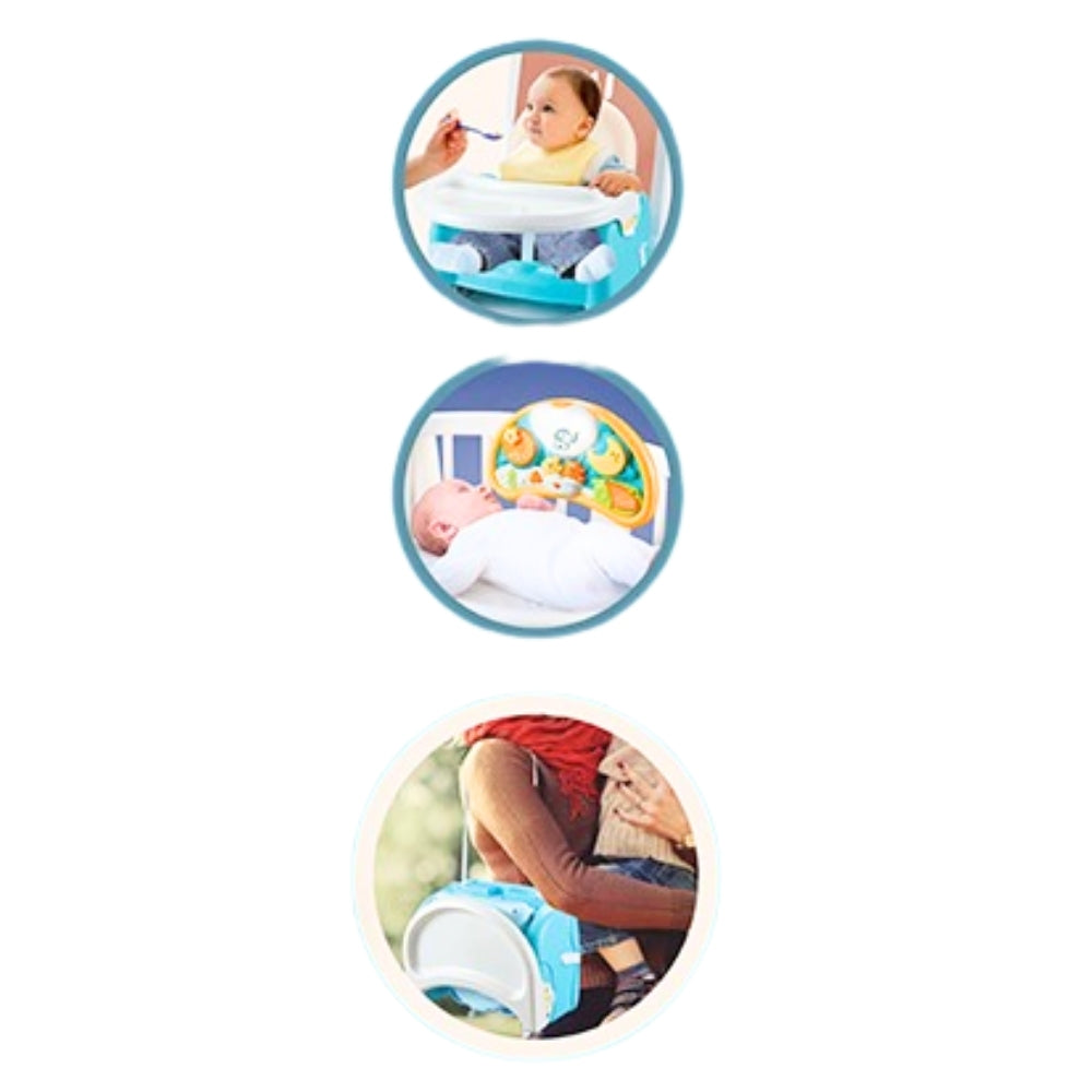 Comedor portátil adaptable a la silla de comedor 3 en 1 en celeste