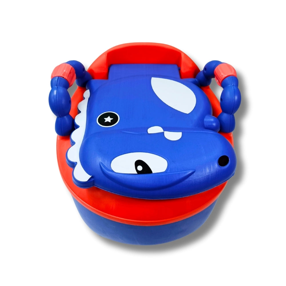 Bañito para bebé con diseño de dinosaurio rojo con azul